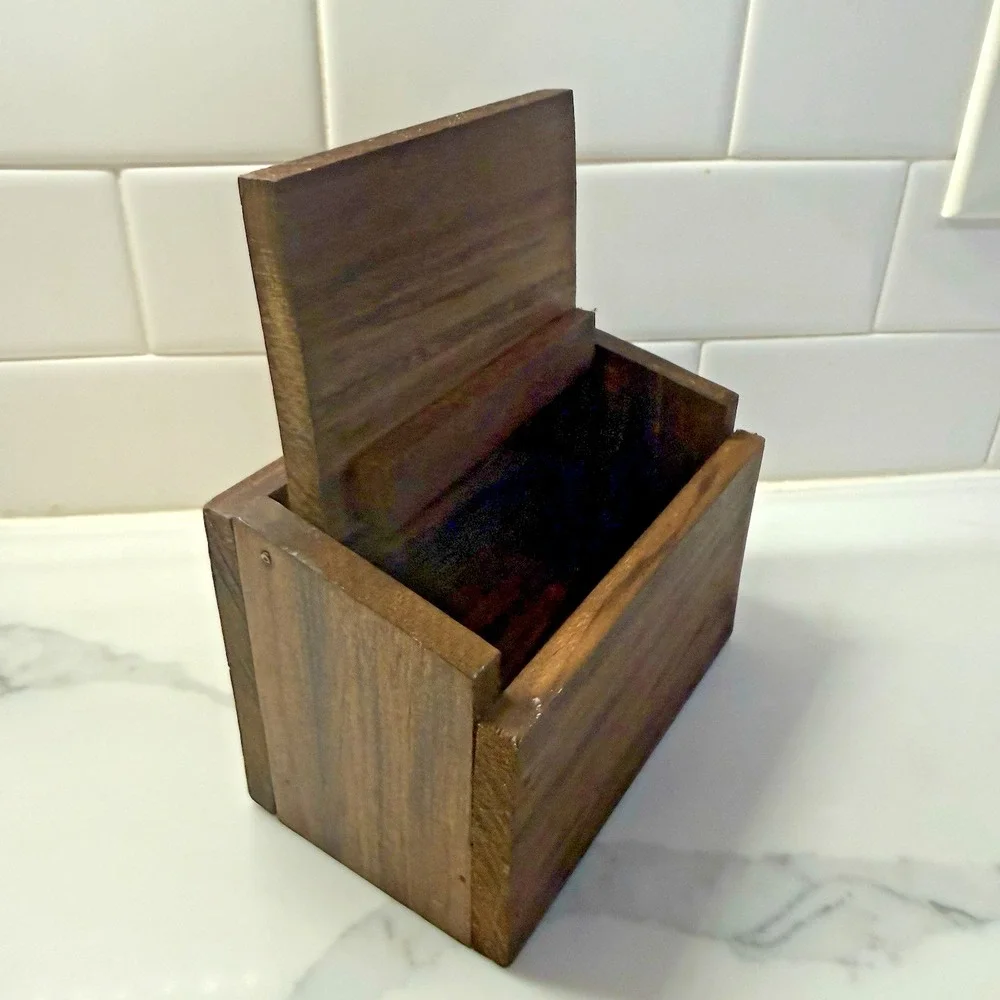 Vintage Wooden Recipe Box with Painted Chicken Farmhouse Kitchen Decor 6